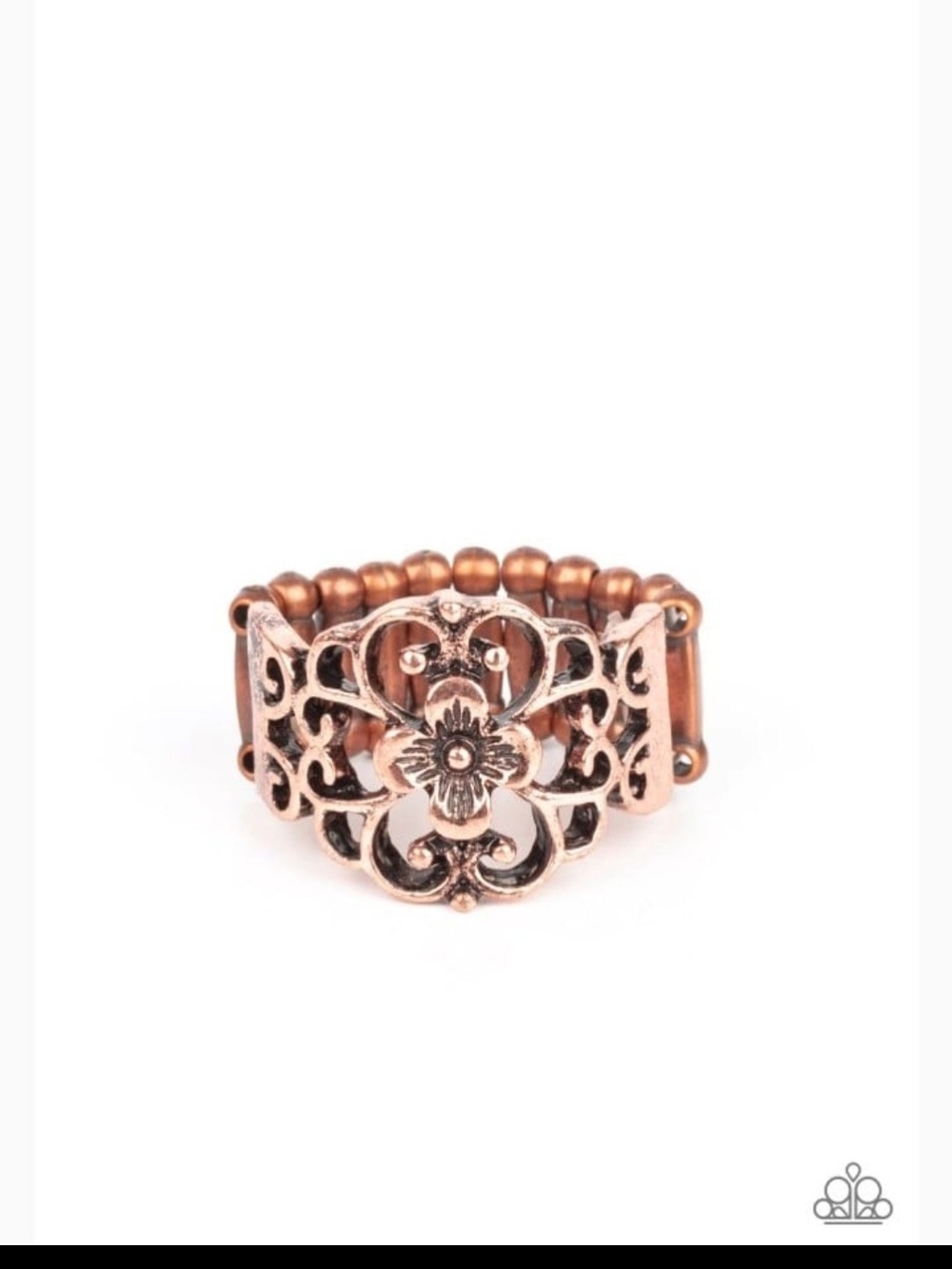 Fanciful Flower Gardens Paparazzi Copper Floral Filigree Stretch Ring - Copper